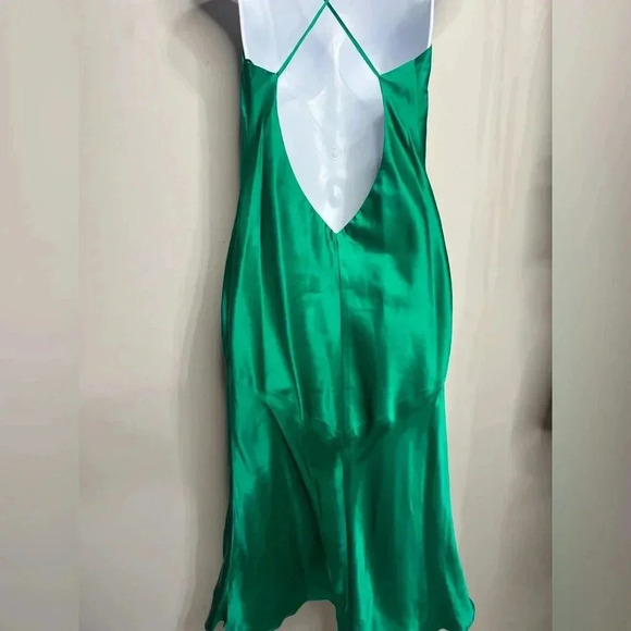 Vintage Dolce Jovani 100% Silk Green Slip Dress Size 4 - Picture 8 of 10